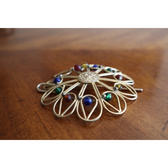 Vintage Gold Tone Ponytail Cage Barette Hair Clip Slide Pin Metal Large 4" Dia. - Picture 10 of 10